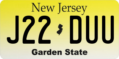 NJ license plate J22DUU