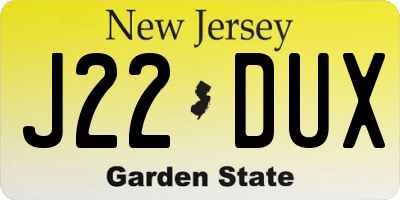 NJ license plate J22DUX