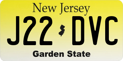 NJ license plate J22DVC