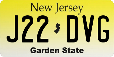 NJ license plate J22DVG