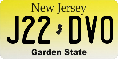 NJ license plate J22DVO