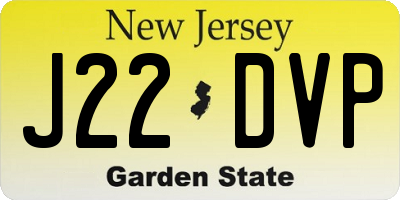 NJ license plate J22DVP