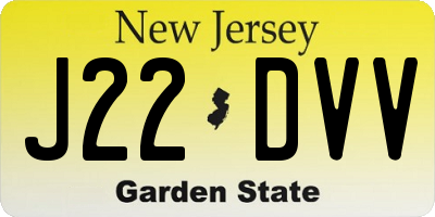 NJ license plate J22DVV