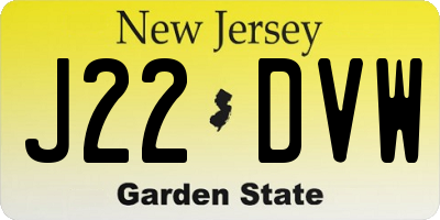 NJ license plate J22DVW