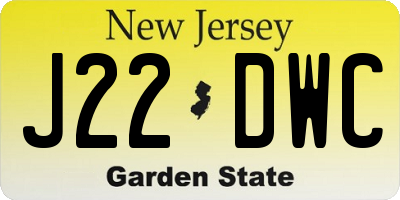 NJ license plate J22DWC