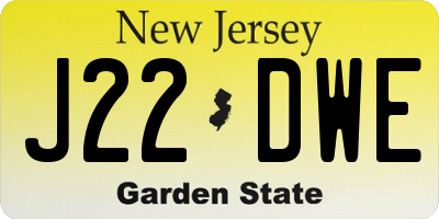 NJ license plate J22DWE