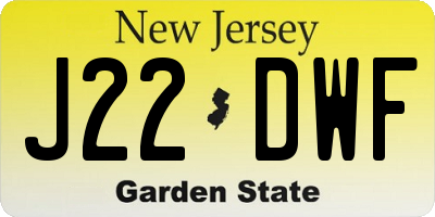 NJ license plate J22DWF