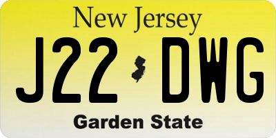 NJ license plate J22DWG