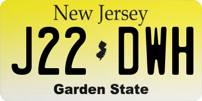NJ license plate J22DWH