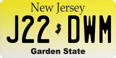 NJ license plate J22DWM