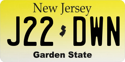 NJ license plate J22DWN