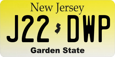 NJ license plate J22DWP