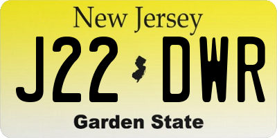 NJ license plate J22DWR