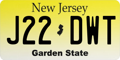 NJ license plate J22DWT