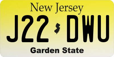 NJ license plate J22DWU