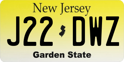 NJ license plate J22DWZ