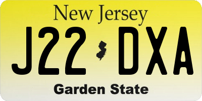 NJ license plate J22DXA
