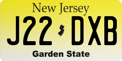 NJ license plate J22DXB