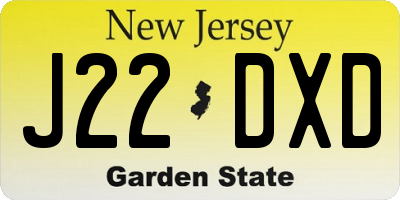 NJ license plate J22DXD