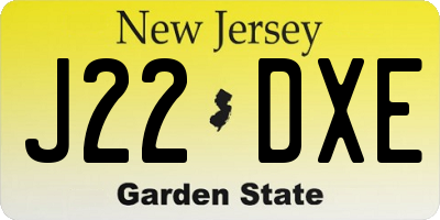 NJ license plate J22DXE
