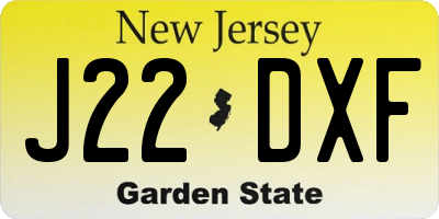 NJ license plate J22DXF