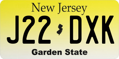 NJ license plate J22DXK