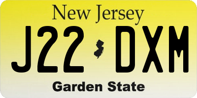 NJ license plate J22DXM
