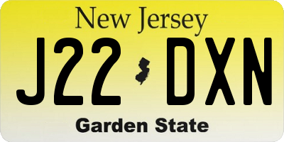 NJ license plate J22DXN