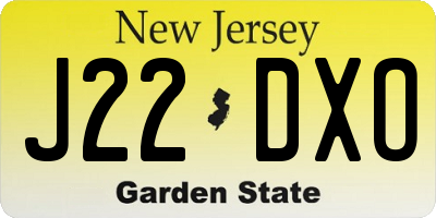 NJ license plate J22DXO