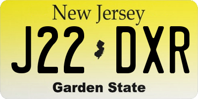 NJ license plate J22DXR
