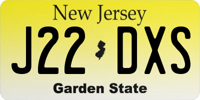NJ license plate J22DXS