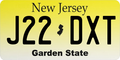 NJ license plate J22DXT