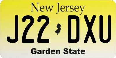NJ license plate J22DXU
