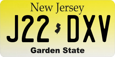 NJ license plate J22DXV