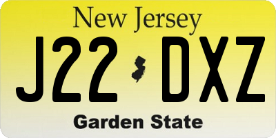 NJ license plate J22DXZ