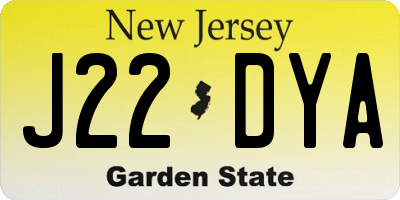 NJ license plate J22DYA