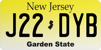 NJ license plate J22DYB