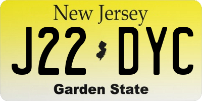 NJ license plate J22DYC