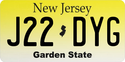 NJ license plate J22DYG
