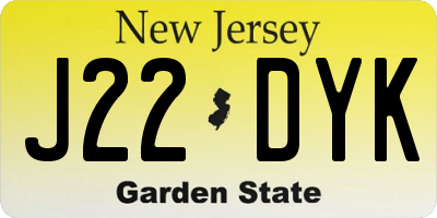 NJ license plate J22DYK