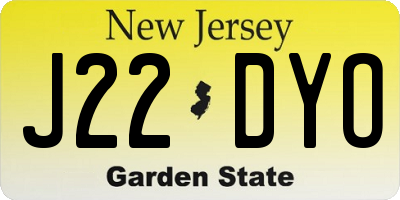 NJ license plate J22DYO