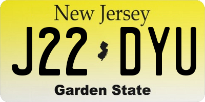 NJ license plate J22DYU