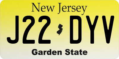NJ license plate J22DYV