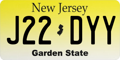 NJ license plate J22DYY