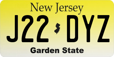 NJ license plate J22DYZ