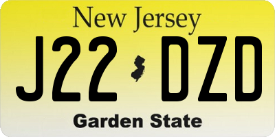 NJ license plate J22DZD