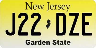 NJ license plate J22DZE