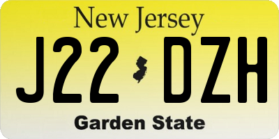NJ license plate J22DZH