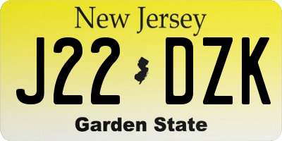 NJ license plate J22DZK