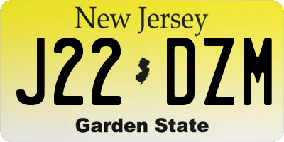NJ license plate J22DZM